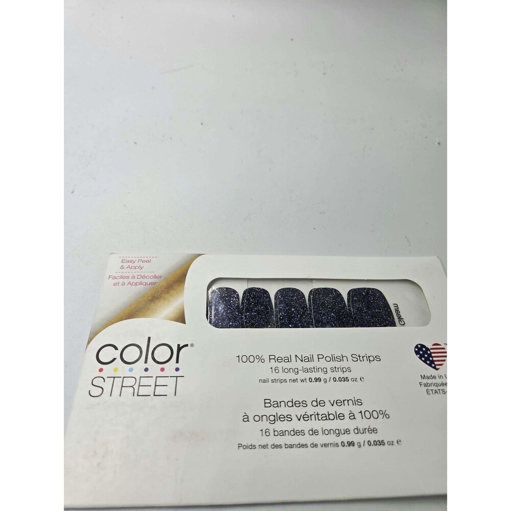 Color Street Press-On Nail Polish Strips Blue Glitter Living the Gleam FMG170